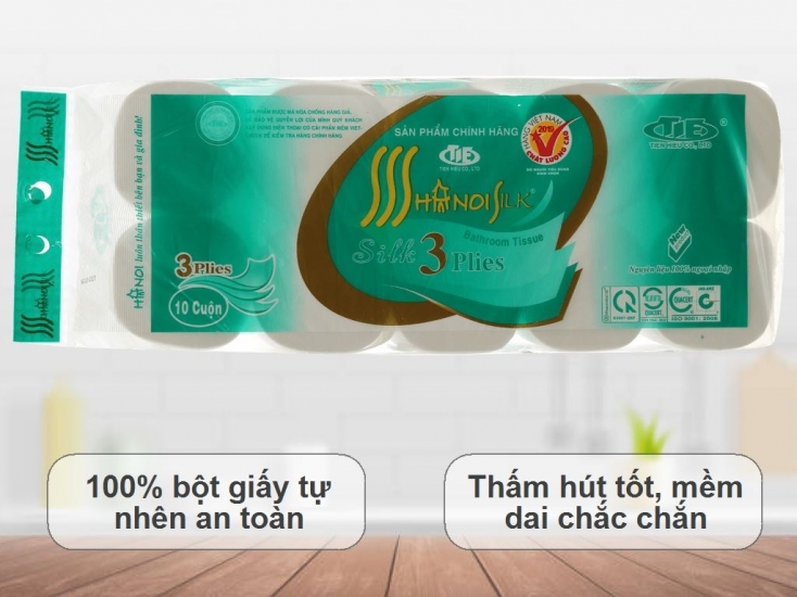 Giấy vệ sinh Hà Nội 3 lớp xanh 10 cuộn
